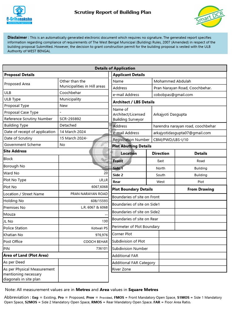 OBPAS Status for Coochbehar Building Plan | PDF | Stairs | Area