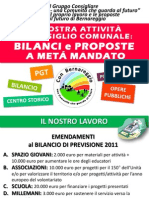 La Nostra Attività in Consiglio Comunale: Bilanci e Proposte A Metà Mandato - Bernareggio, Venerdì 3 Febbraio 2012