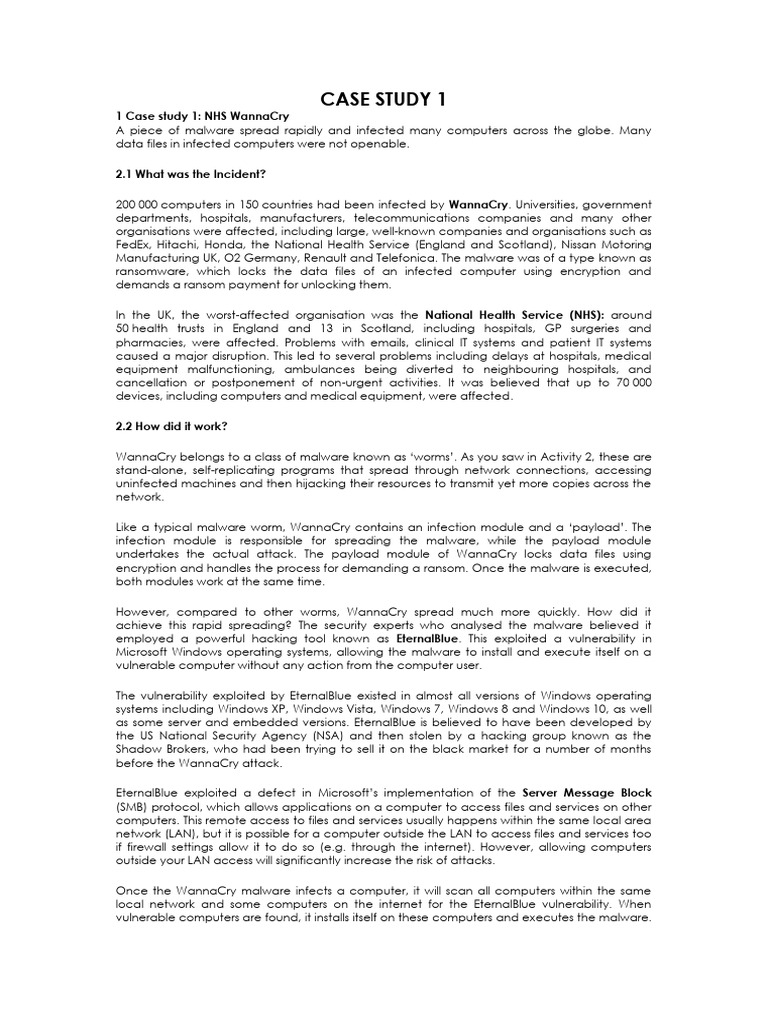NHS WannaCry Ransomware Case Study | PDF | Computer Security | Security