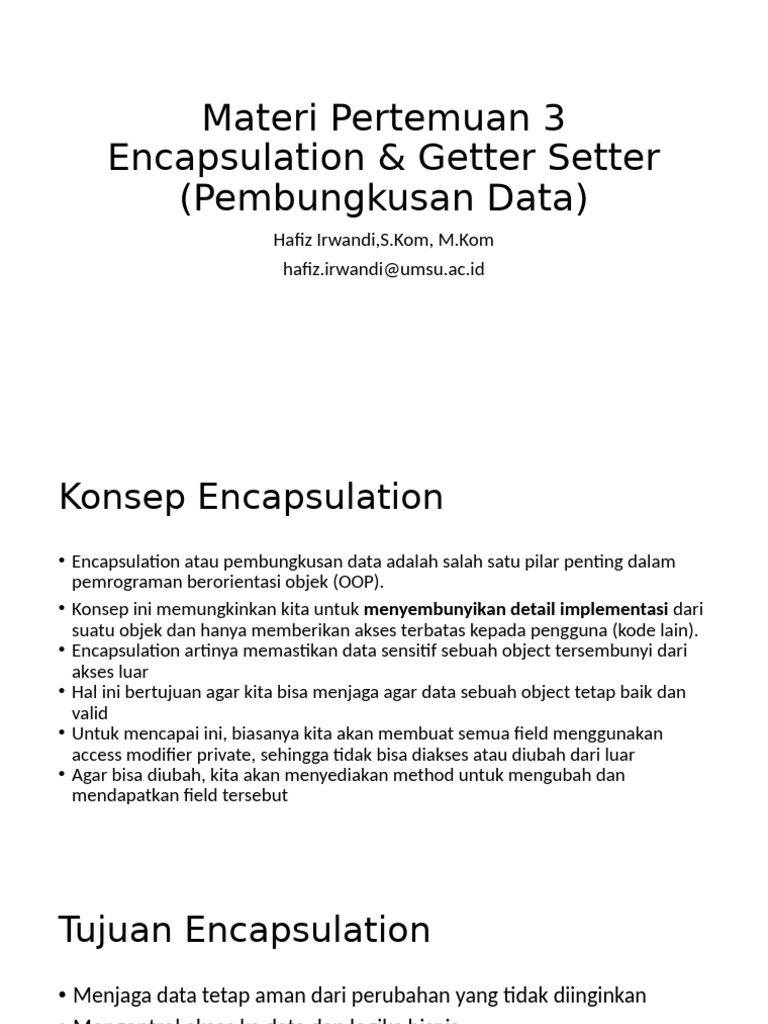 Encapsulation Dan Getter Setter | PDF