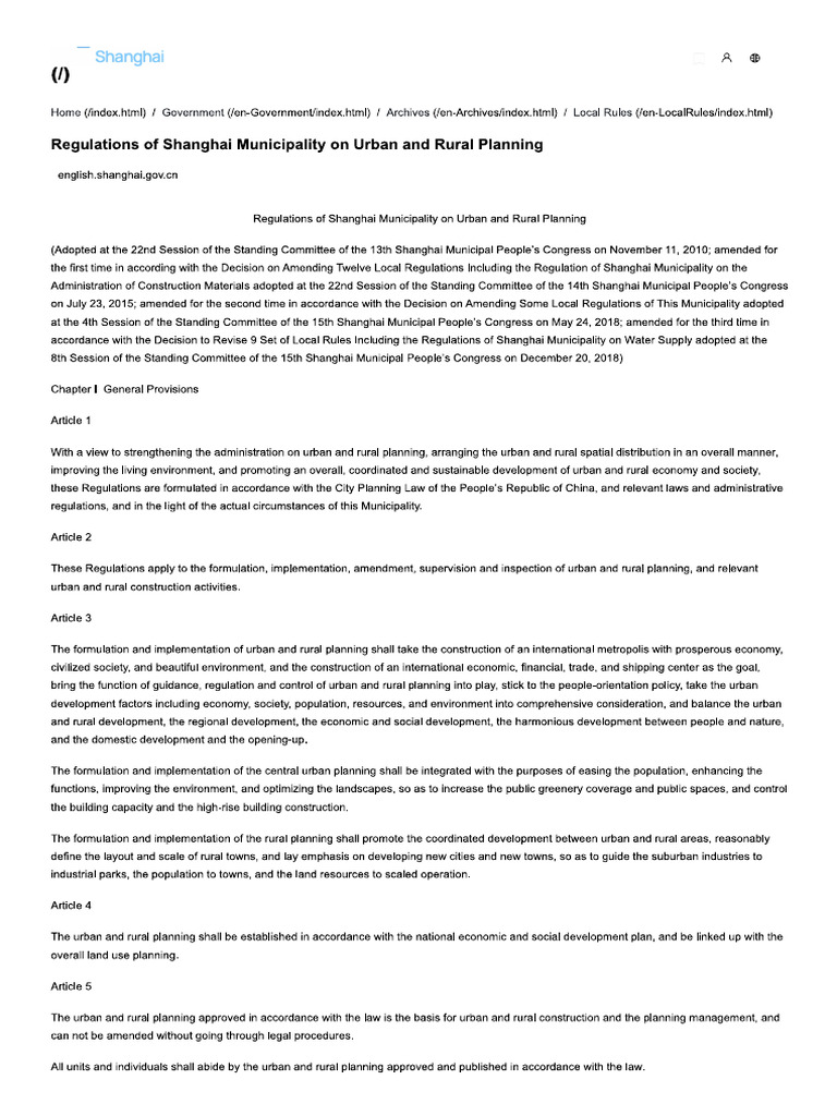 Shanghai Urban and Rural Planning | PDF