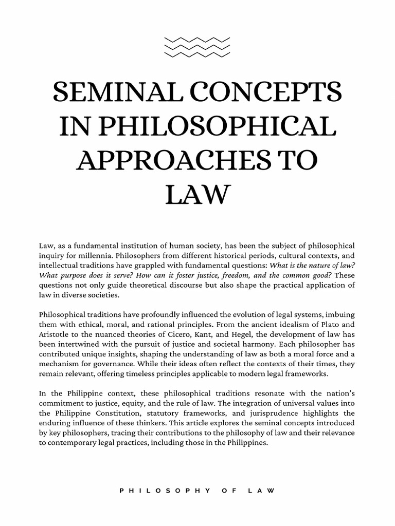 Seminal Concepts in Philosophical Approaches To Law | PDF