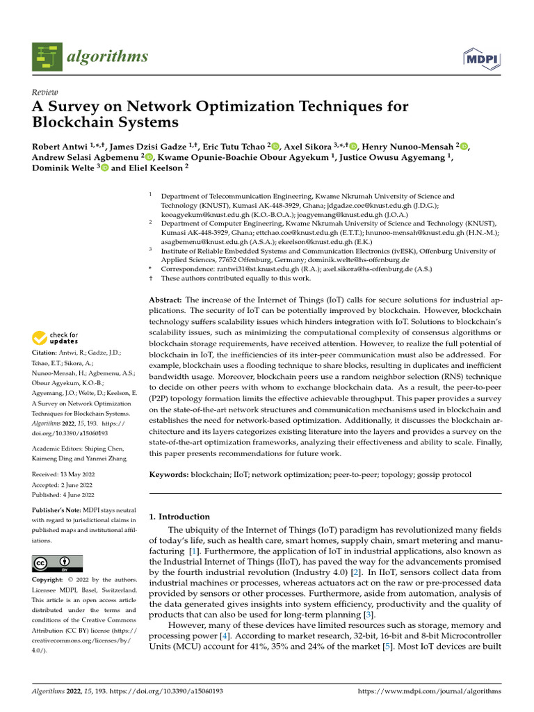 A Survey on Network Optimization Techniques for Blockchain Systems ...