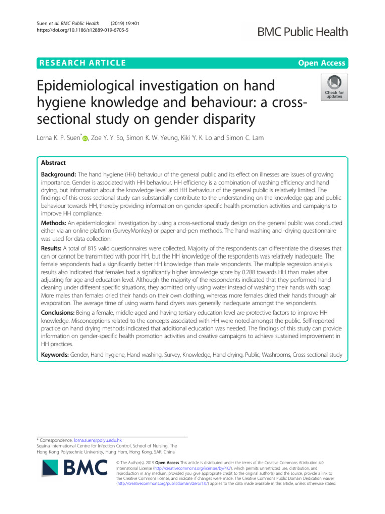 Gender Disparities in Hand Hygiene Practices | PDF | Hand Washing ...