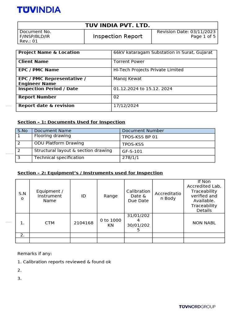 66kV Substation Inspection Report | PDF | Building Technology ...