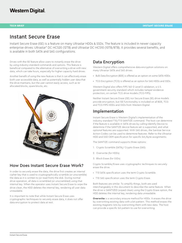 Tech Brief Instant Secure Erase Overview | PDF | Solid State Drive | Hard  Disk Drive