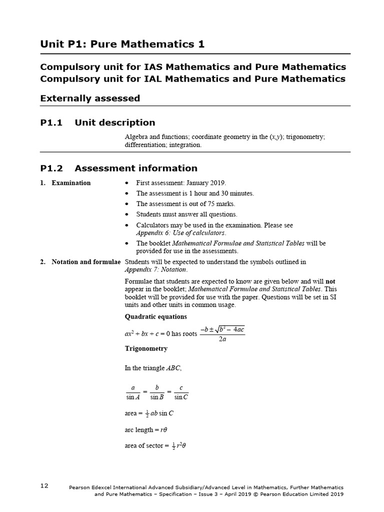 International A Level Maths Spec | PDF | Mathematics | Quadratic Equation