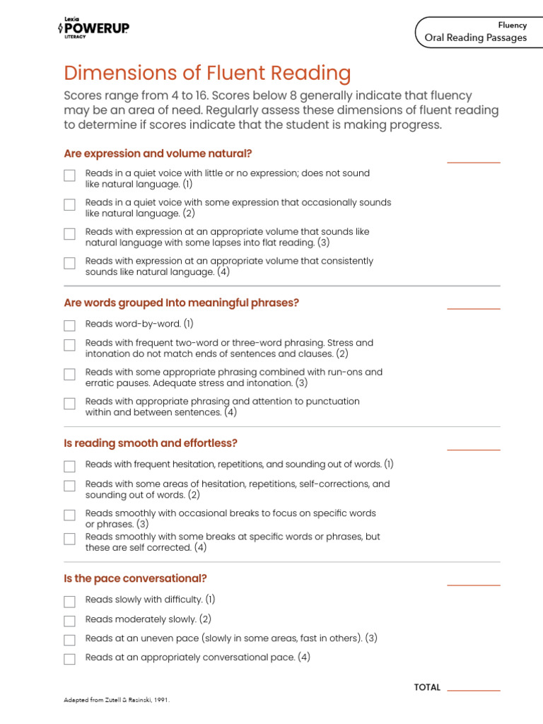 Powerup dimensions of fluent reading rubric pdf