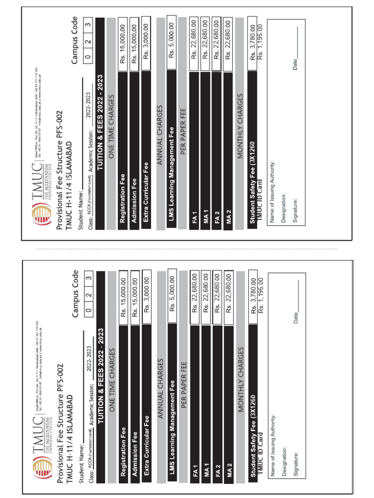 ACCA Updated Fee Structure | PDF