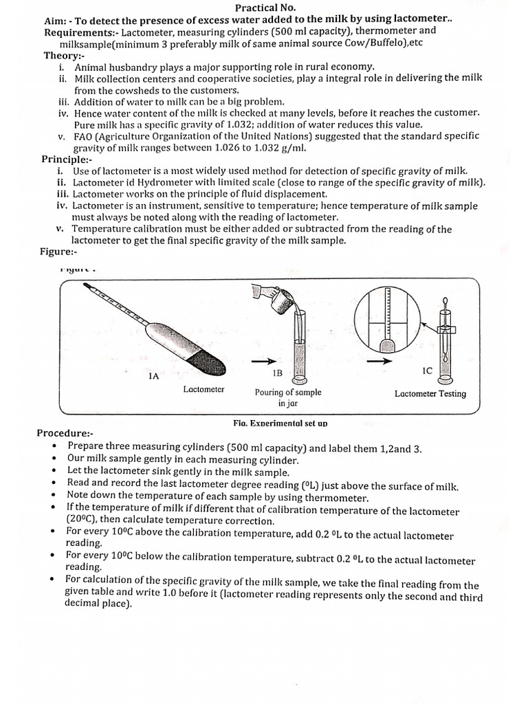 Detection of Water in Milk | PDF
