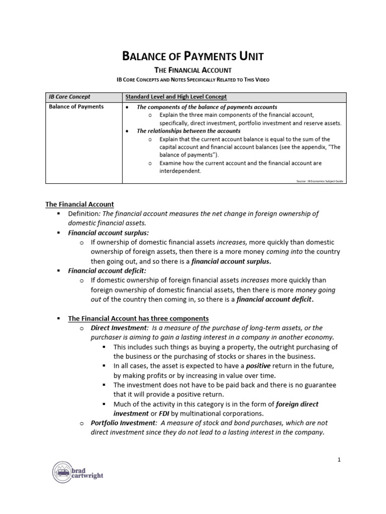 Video+Notes++Balance+4++the+Financial+Account | PDF | Capital Account ...