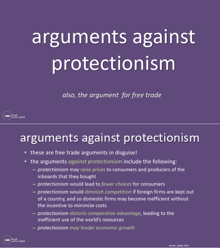 Arguments Against Protectionism: Also, The Argument For Free Trade | PDF
