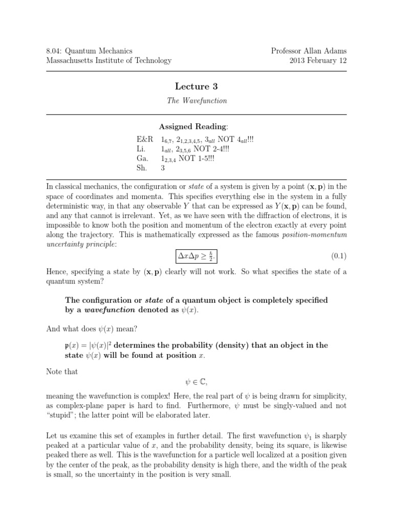 Understanding Quantum Wavefunctions | PDF | Wave Function | Wavelength