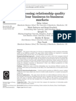 Assessing Relationship Quality in Four Business-To-Business Markets