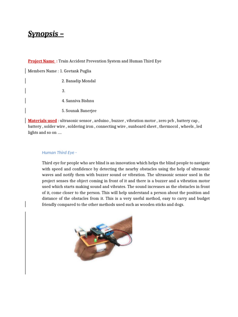 Train Accident Prevention System Synopsis | PDF
