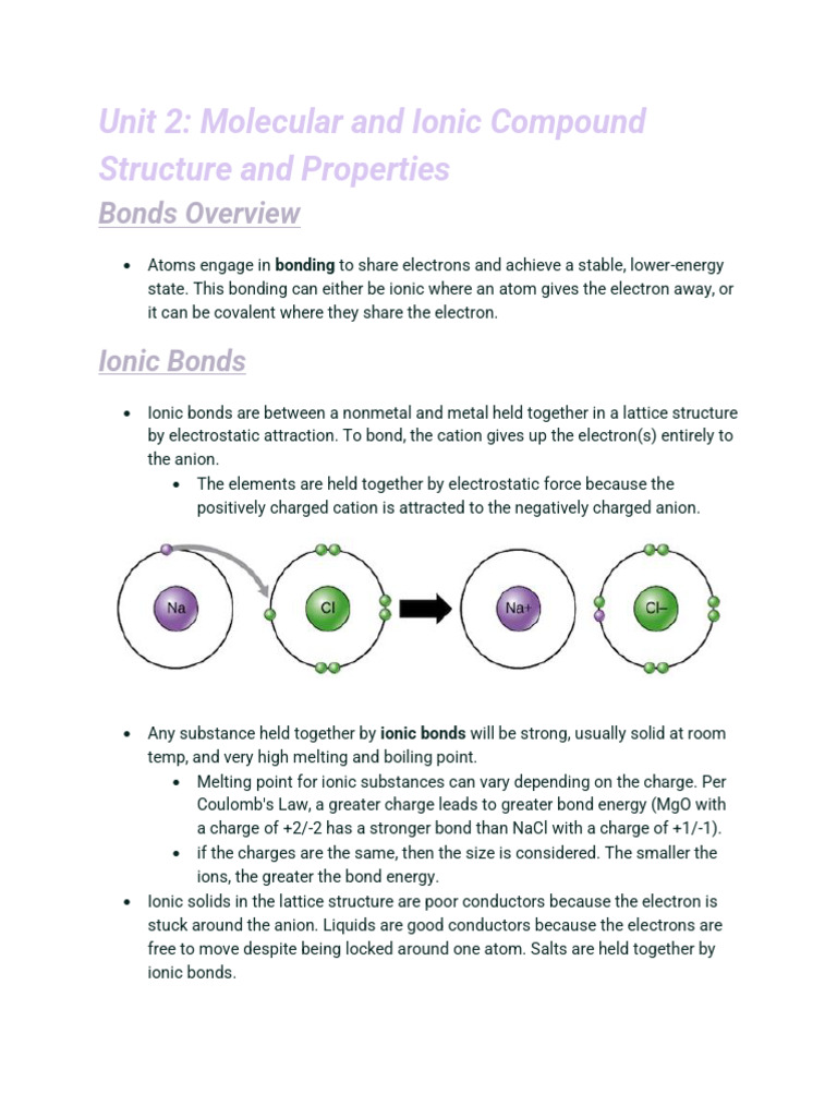 Unit 2 | PDF | Ionic Bonding | Chemical Bond