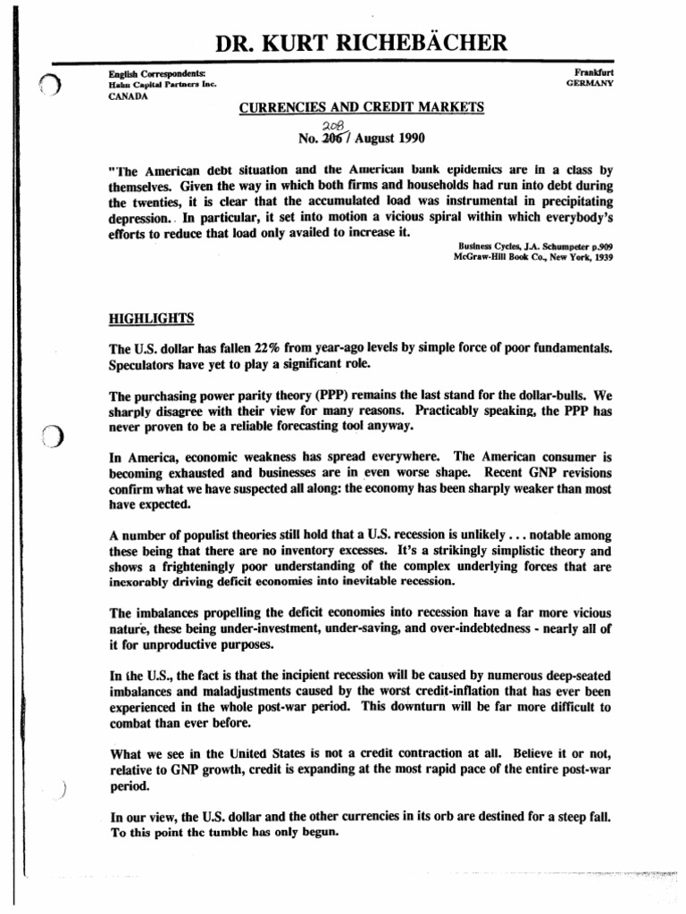 208 - The Richebacher Letter - Auguat 1990, The United States - From ...