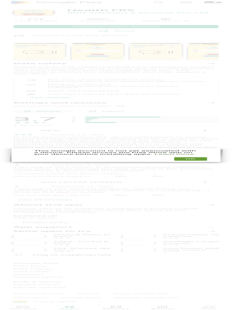 Health FRS App Overview and Feedback | PDF | Google Play | Mobile App