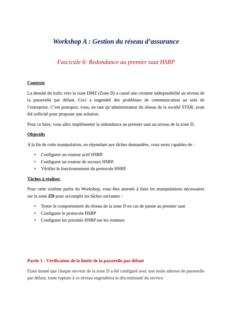 Redondance HSRP pour la zone DMZ | PDF | Informatique | Protocoles réseau