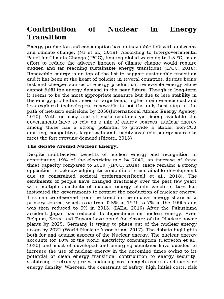 Nuclear Energy in IPCC 2023 Report | PDF | Nuclear Power | Renewable Energy