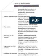 Overview of Criteria for a Research Proposal