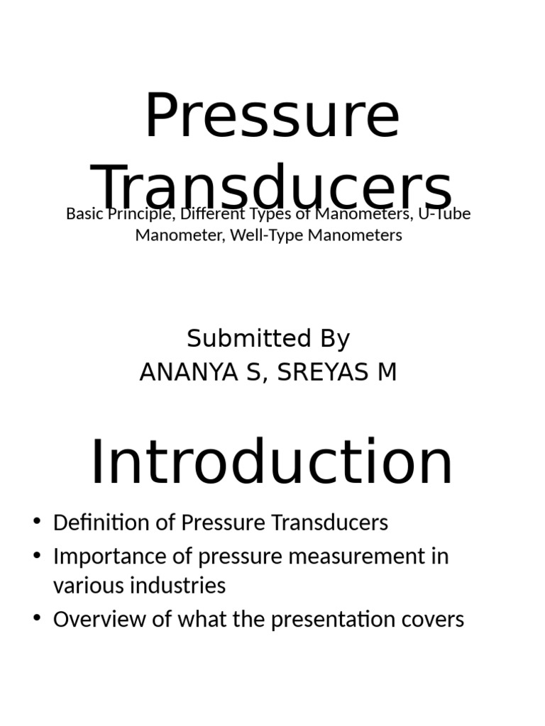 Pressure Transducers and Manometers Guide | PDF