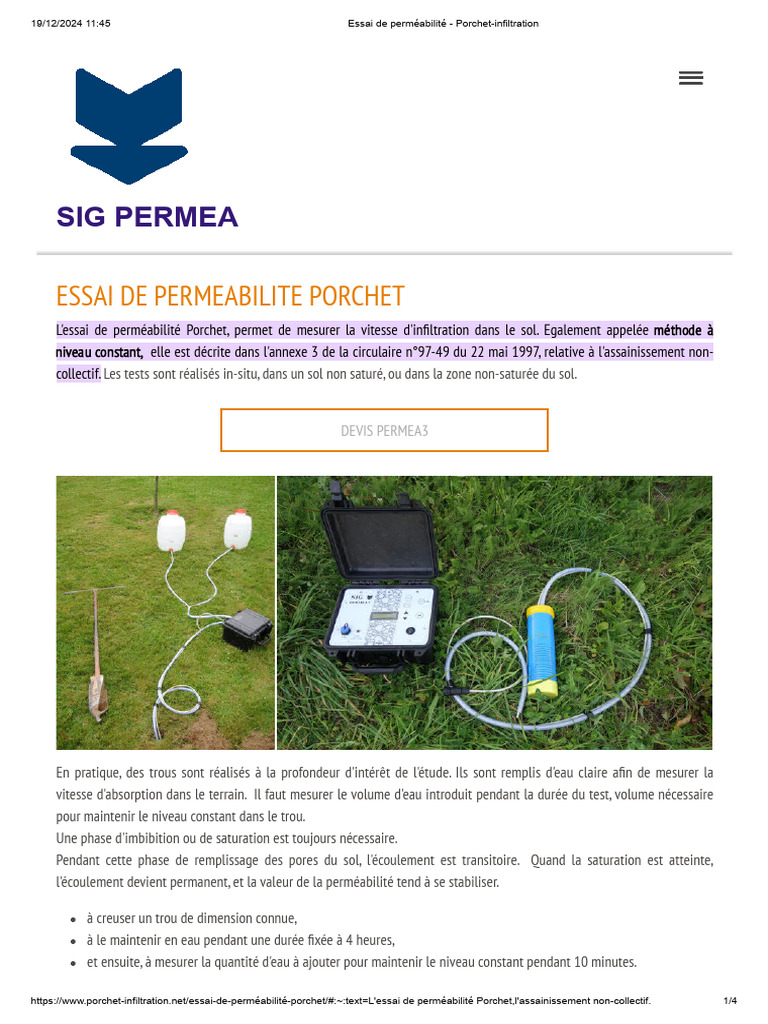 Essai de perméabilité Porchet | PDF | Perméabilité (fluide)
