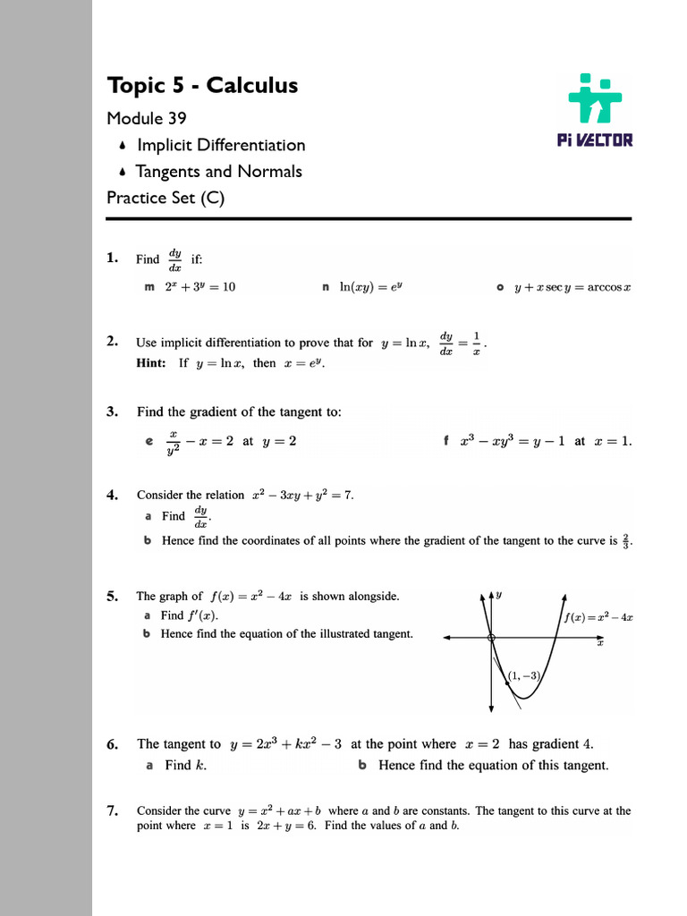 Calculus-Module-39 Practice Set (C) Questions | PDF