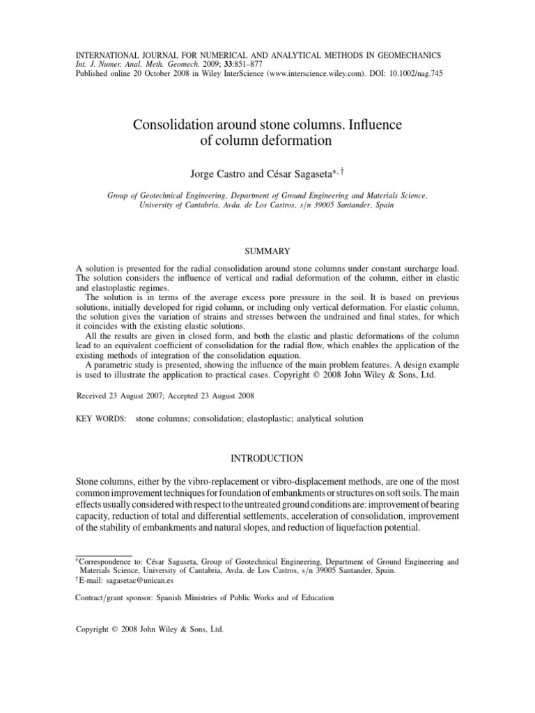 Consolidation Around Stone Columns. Influence of Column Deformation ...