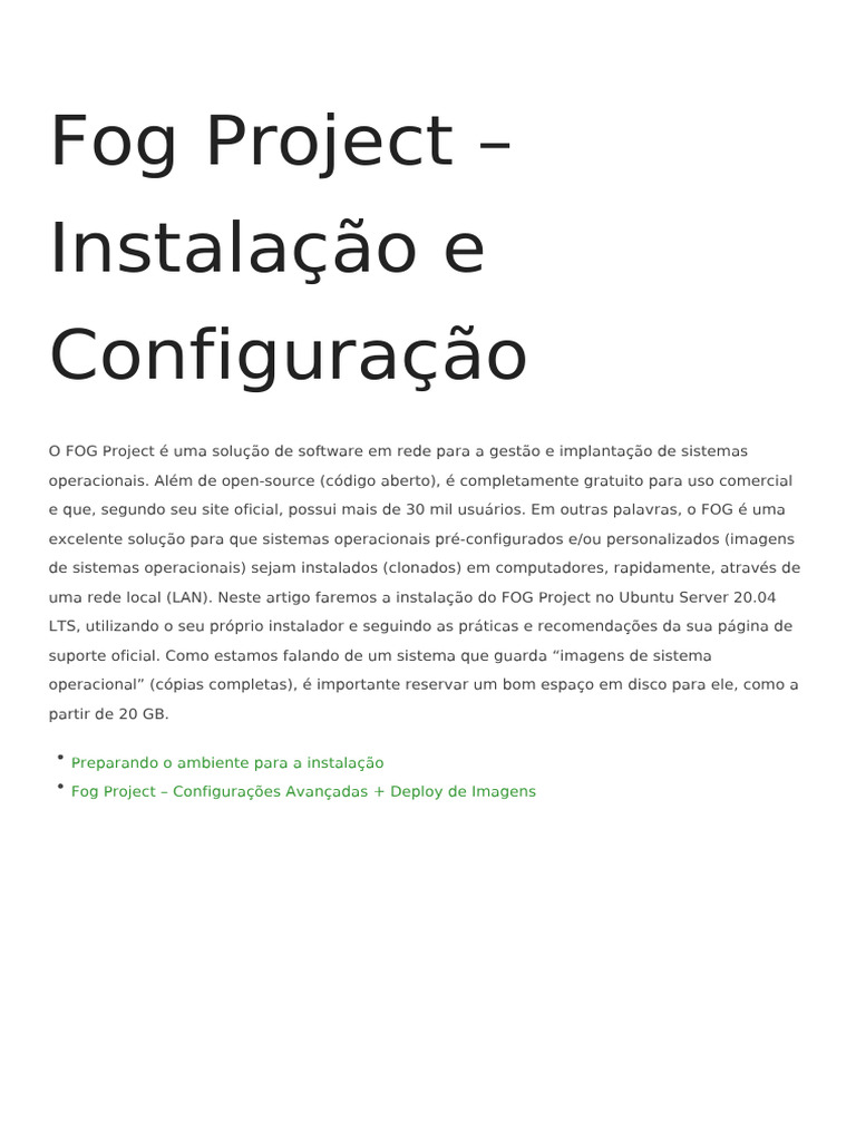 Instalação do FOG Project no Ubuntu | PDF | Inicialização (informática ...