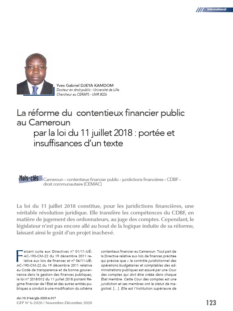 Réforme du contentieux financier au Cameroun | PDF | Loi | Directive ...