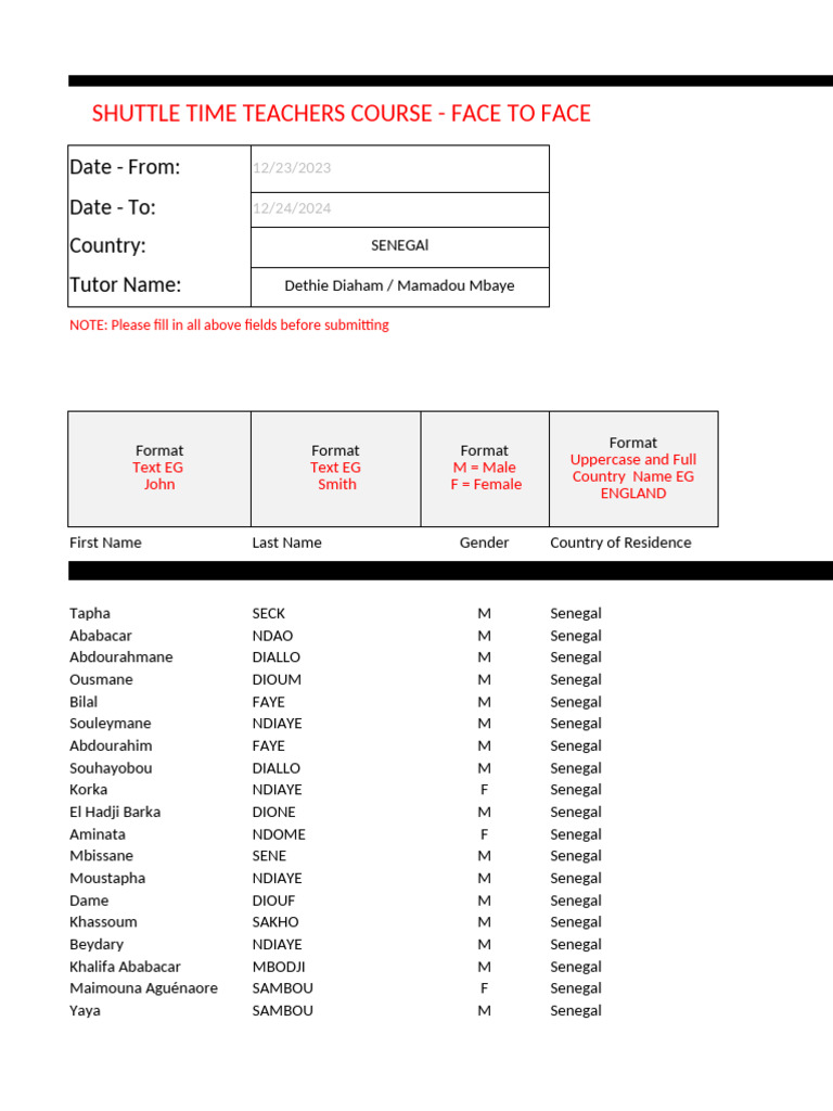 Shuttle Time Teachers Course Senegal | PDF