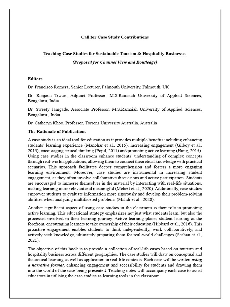 Call For Case Studies Contributions | PDF | Learning | Marketing