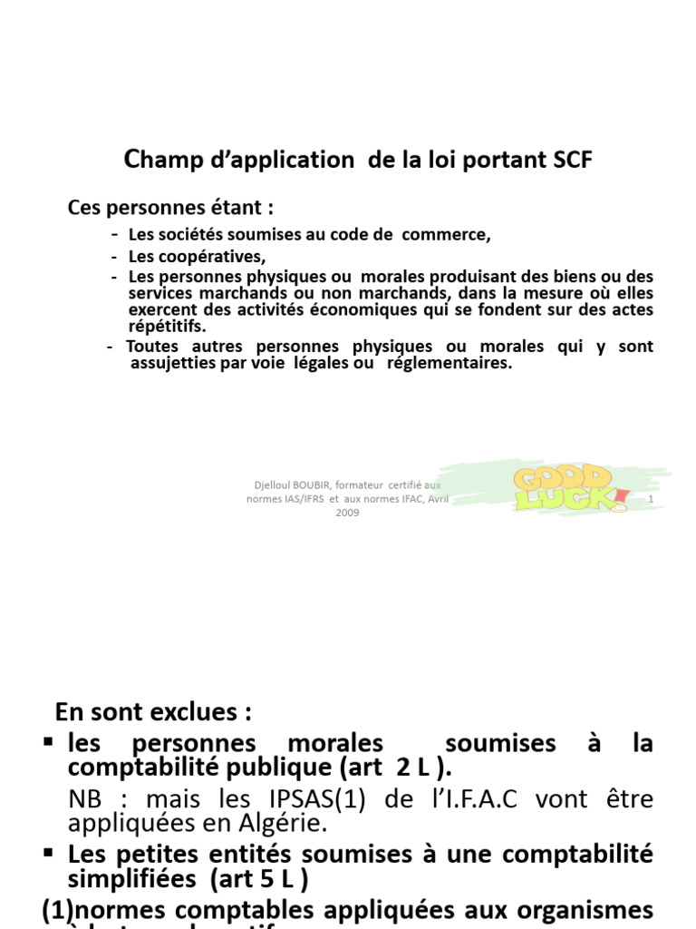 Champ d'application de la loi SCF | PDF | Comptabilité | Normes ...