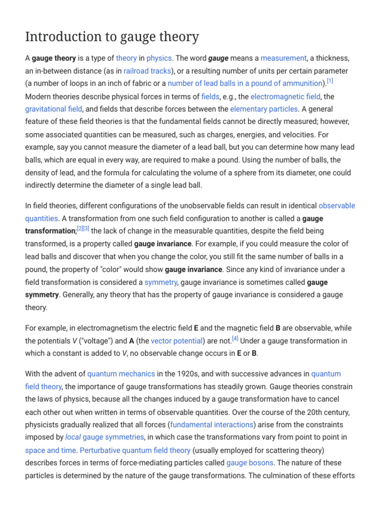 Overview of Gauge Theory in Physics | PDF | Gauge Theory | Field (Physics)