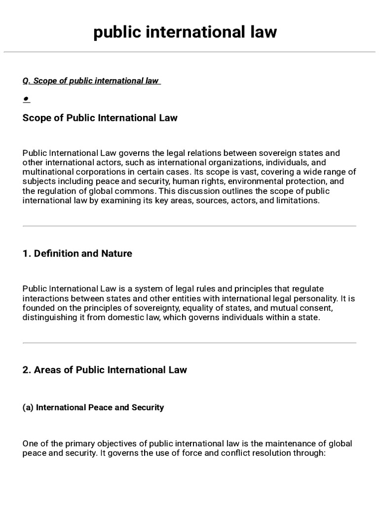 Scope of Public International Law Explained | PDF | International Law ...