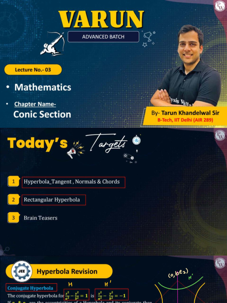 Conic Section 03 - Class Notes - (Varun Advanced 2023) | PDF