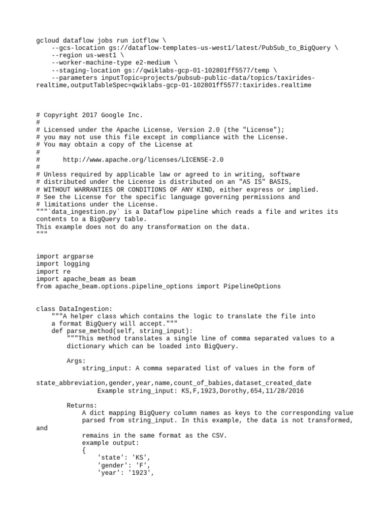 Gcloud dataflow jobs run iotflow pdf comma separated values software