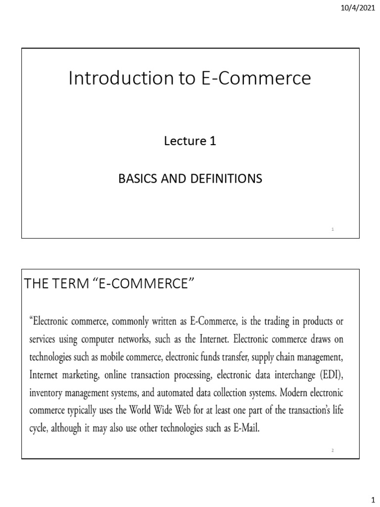 E-Commerce Basics & Definitions | PDF