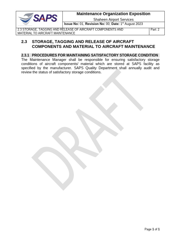 Part - 2, Sec 2.3 - Storage, Tagging and Release Rev-Mz 220424 | PDF