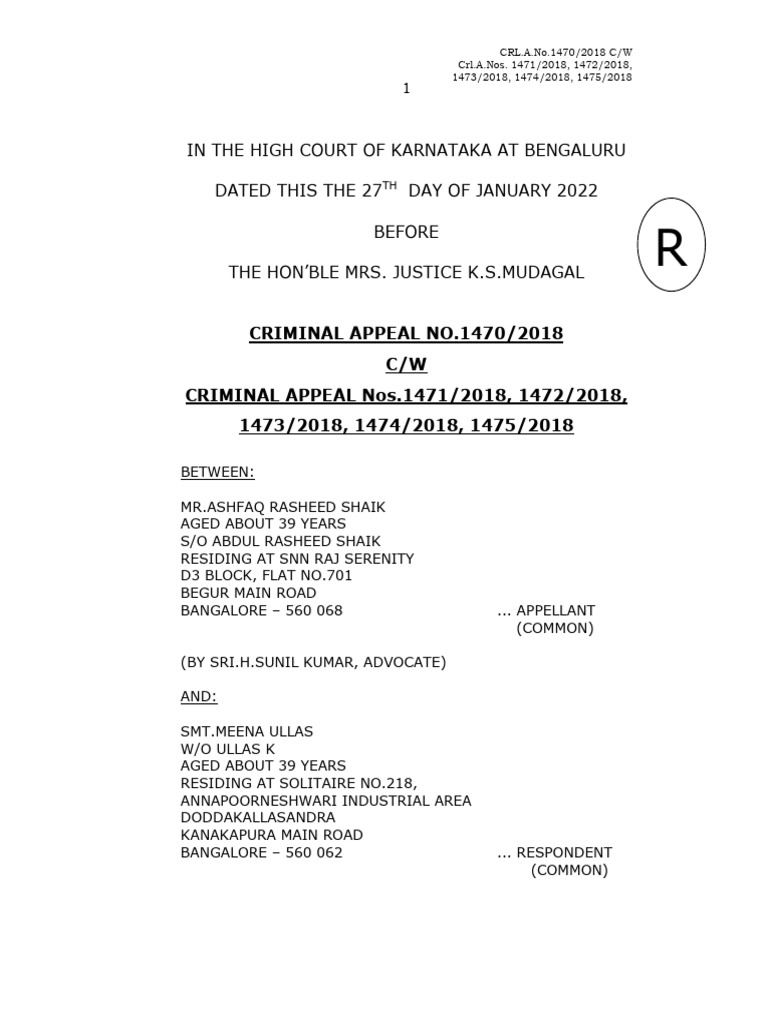 Ashfaq Rasheed Shaik Vs Meena Ullas. | PDF | Burden Of Proof (Law ...