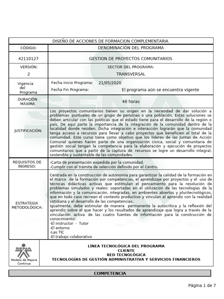 Formación en Gestión de Proyectos Comunitarios | PDF | Evaluación | Diseño