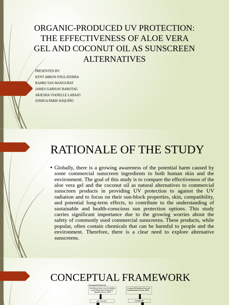 Aloe Vera and Coconut Oil as Sunscreens | PDF | Sunscreen | Zinc Oxide