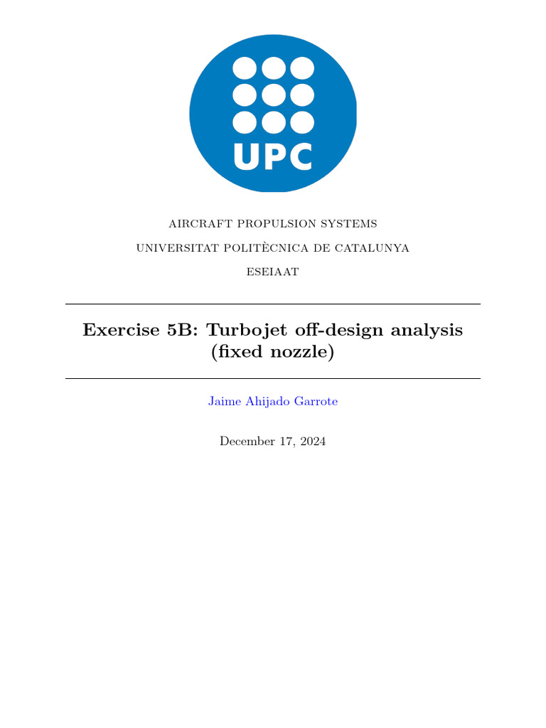 Turbojet Off-Design Analysis Guide | PDF | Engines | Gases