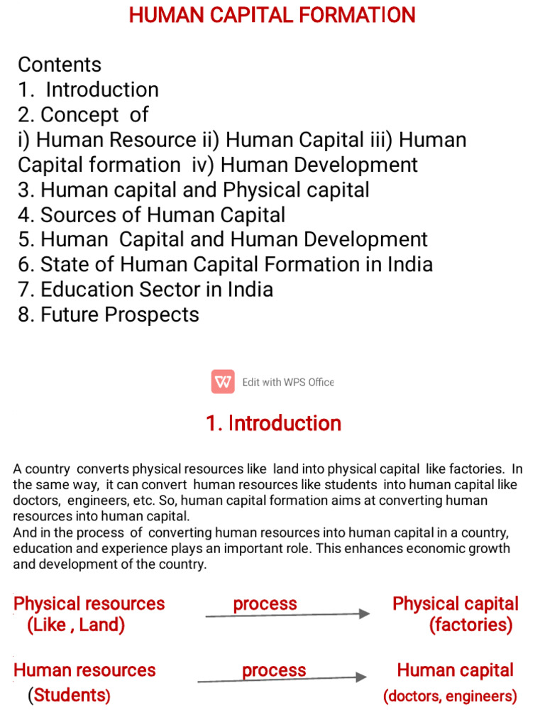 Human Capital Formation in India | PDF | Cost Of Living | Human Capital