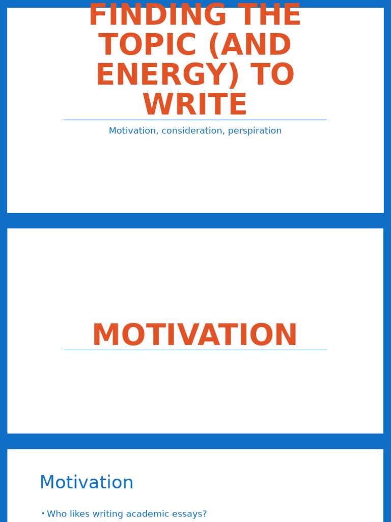 Writing Motivation & Topic Selection | PDF | Motivation | Motivational