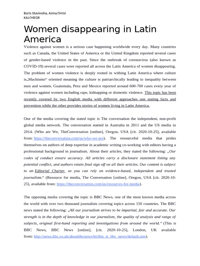 Latin essay | PDF | Violence Against Women | Violence