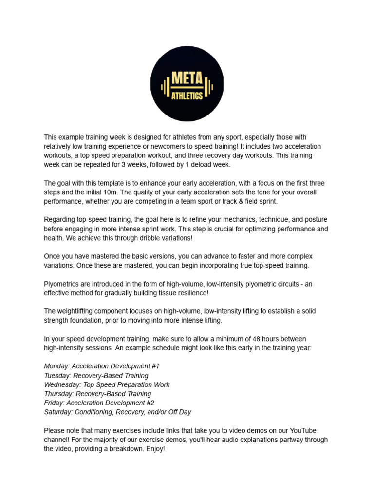 Meta+Athletics+Speed+Development+ +level+1 | PDF | Running | Anatomical ...