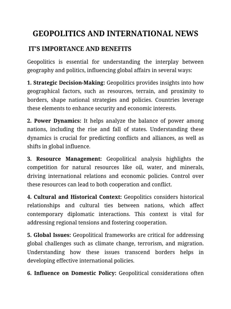 Geopolitics and International News | PDF | Geopolitics | Policy
