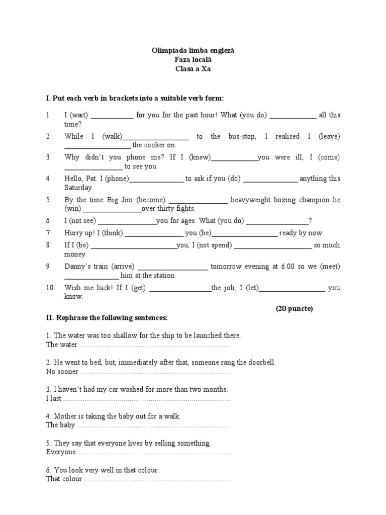 Subiecte Olimpiada Limba Engleza PDF